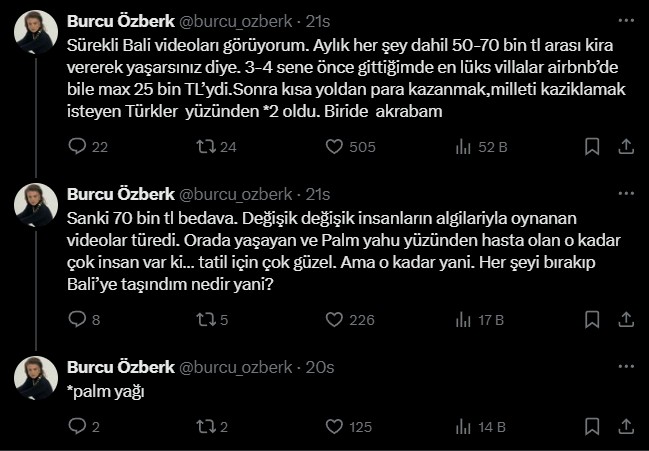 Burcu Ozberkten Bali Tepkisi Kiralar Turkler Yuzunden Uctu