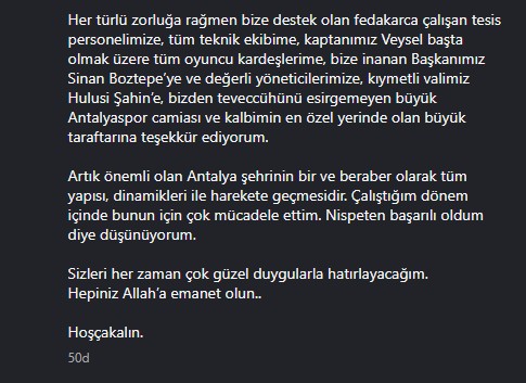 Emre Belozoglundan Antalyaspora Veda (1)