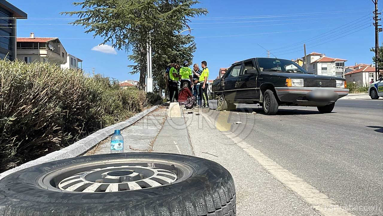 Karamanda Karsi Seride Gecen Otomobilin Tekeri Koptu2