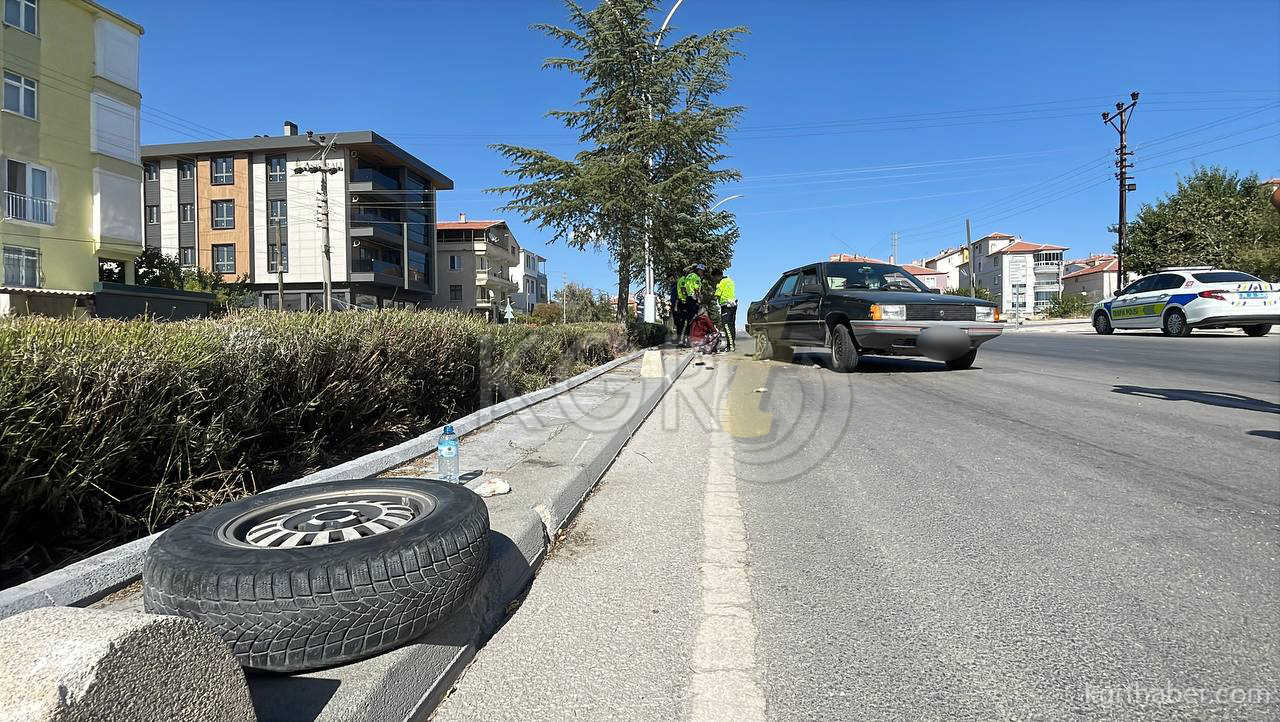 Karamanda Karsi Seride Gecen Otomobilin Tekeri Koptu3