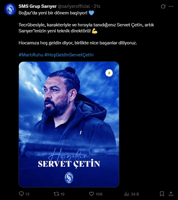 Sariyerin Yeni Teknik Direktoru Servet Cetin Kimdir