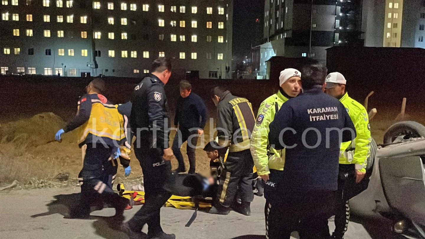 Karamandai Betona Carpan Otomobil Takla Atti 2 Yarali3