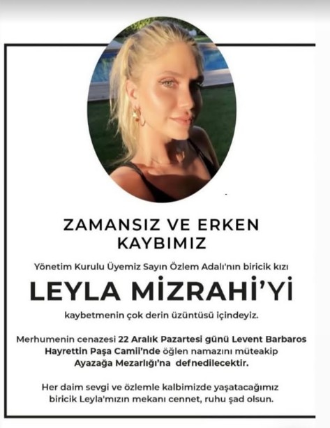 Cemal Ozgorkeyin Yegeni Leyla Mizrahiden Kahreden Vefat1
