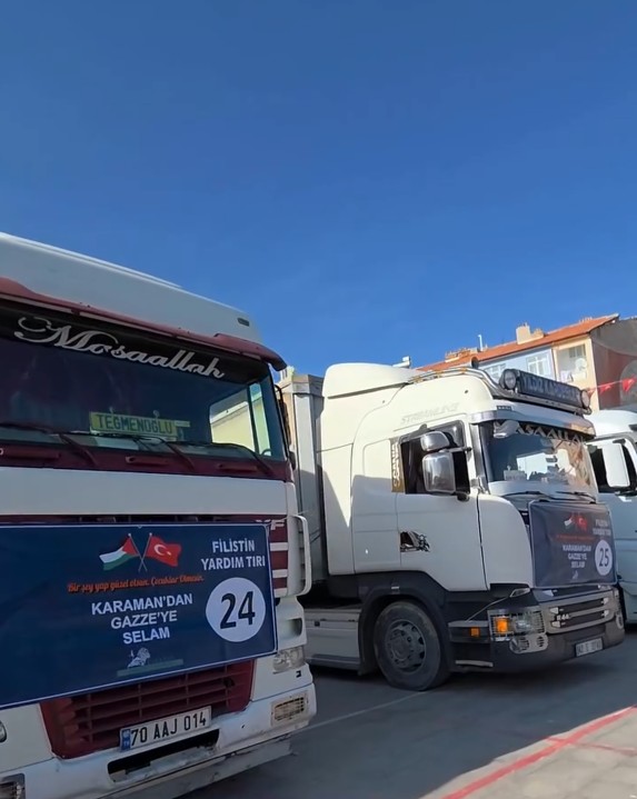 Karamandan 6 Yardim Tiri Gazzeye Dogru Yola Cikti (1)