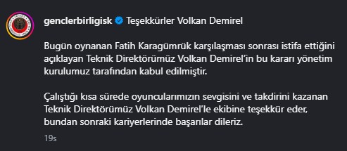 Volkan Demirel Genclerbirliginden Istifa Etti (1)