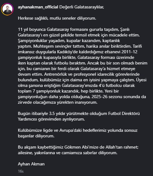 Galatasarayda Surpriz Ayrilik Ayhan Akman Gorevine Veda Etti1