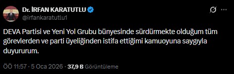 Irfan Karatutlu Deva Partisinden Ayrildi Ak Partiye Mi Katilacak