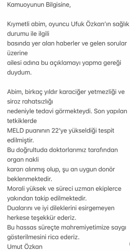 Ufuk Ozkandan Sevenlerini Uzen Haber Yeniden Hastaneye Kaldirildi5