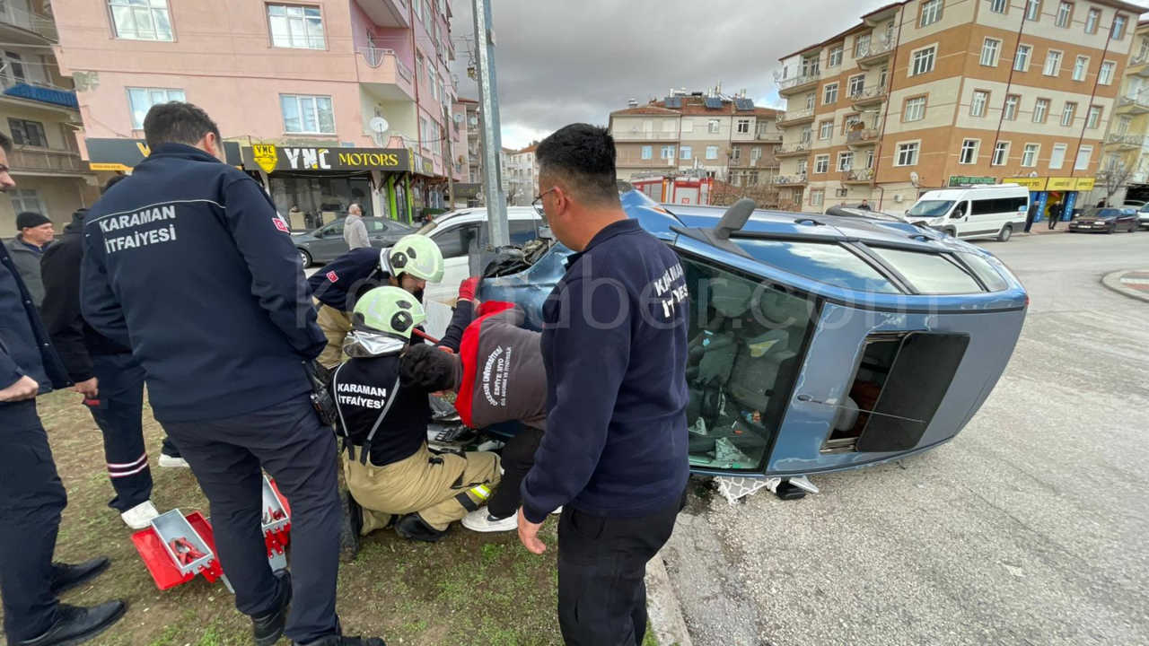 Karamanda Son Dakika Otomobil Takla Atti0