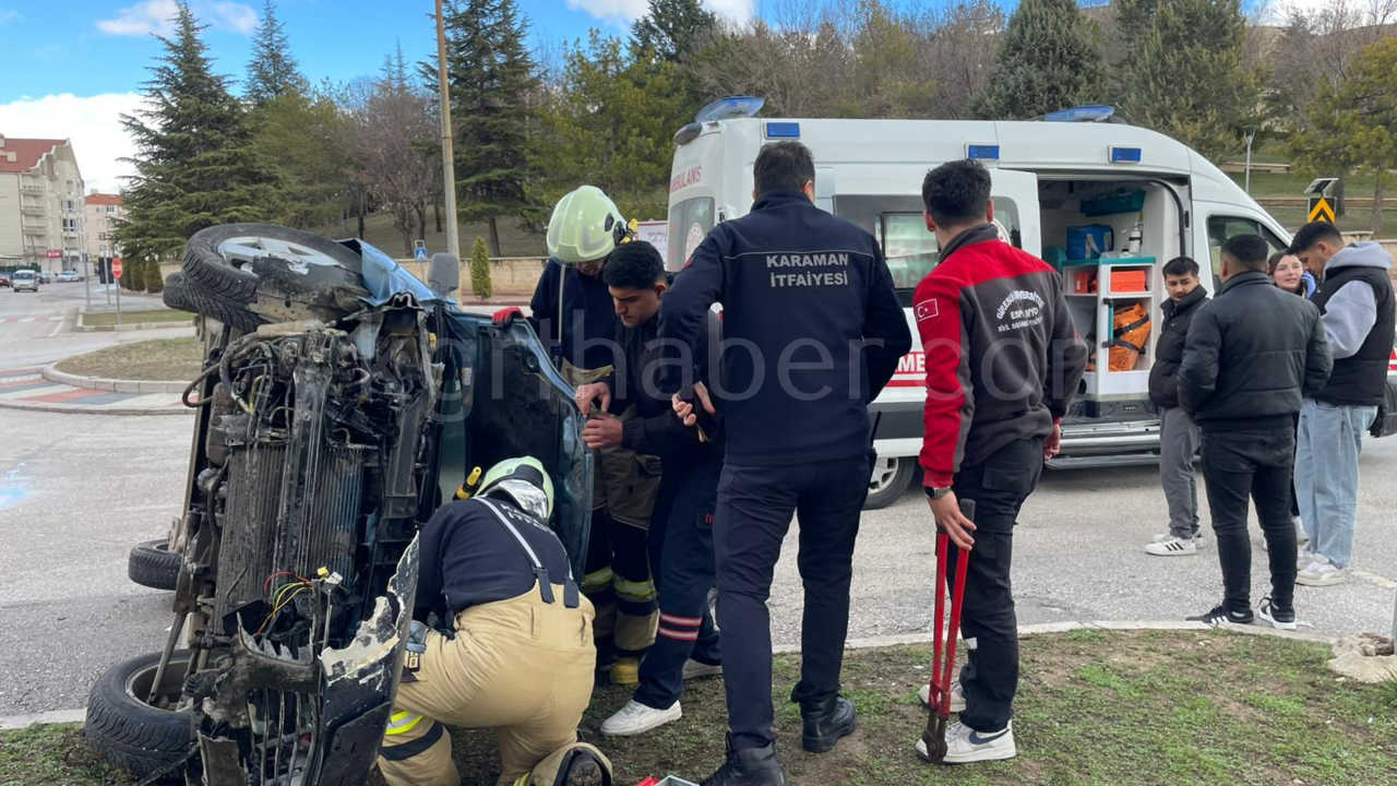 Karamanda Son Dakika Otomobil Takla Atti7