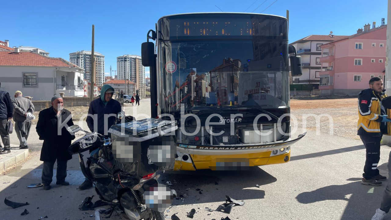 Karamanda Belediye Otobusuyle Motokurye Kafa Kafaya Carpisti 1 Yarali4