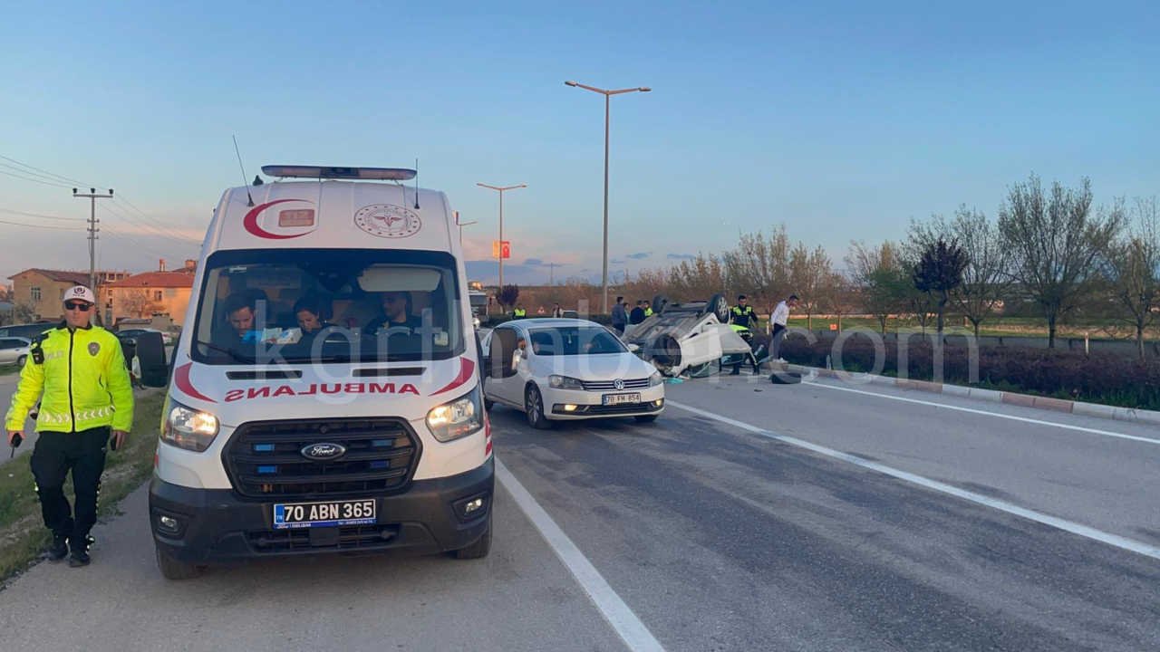 Karamanda Otomobil Takla Atti 2 Kisi Olumden Dondu10