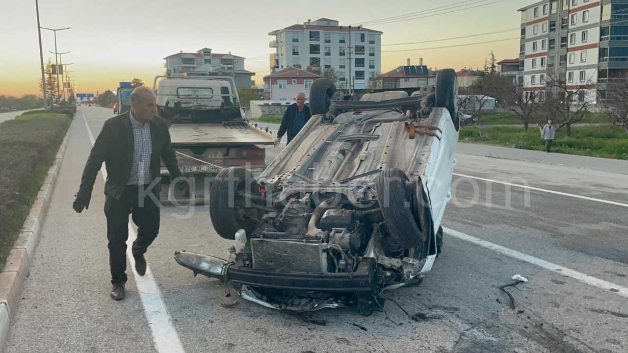 Karamanda Otomobil Takla Atti 2 Kisi Olumden Dondu2