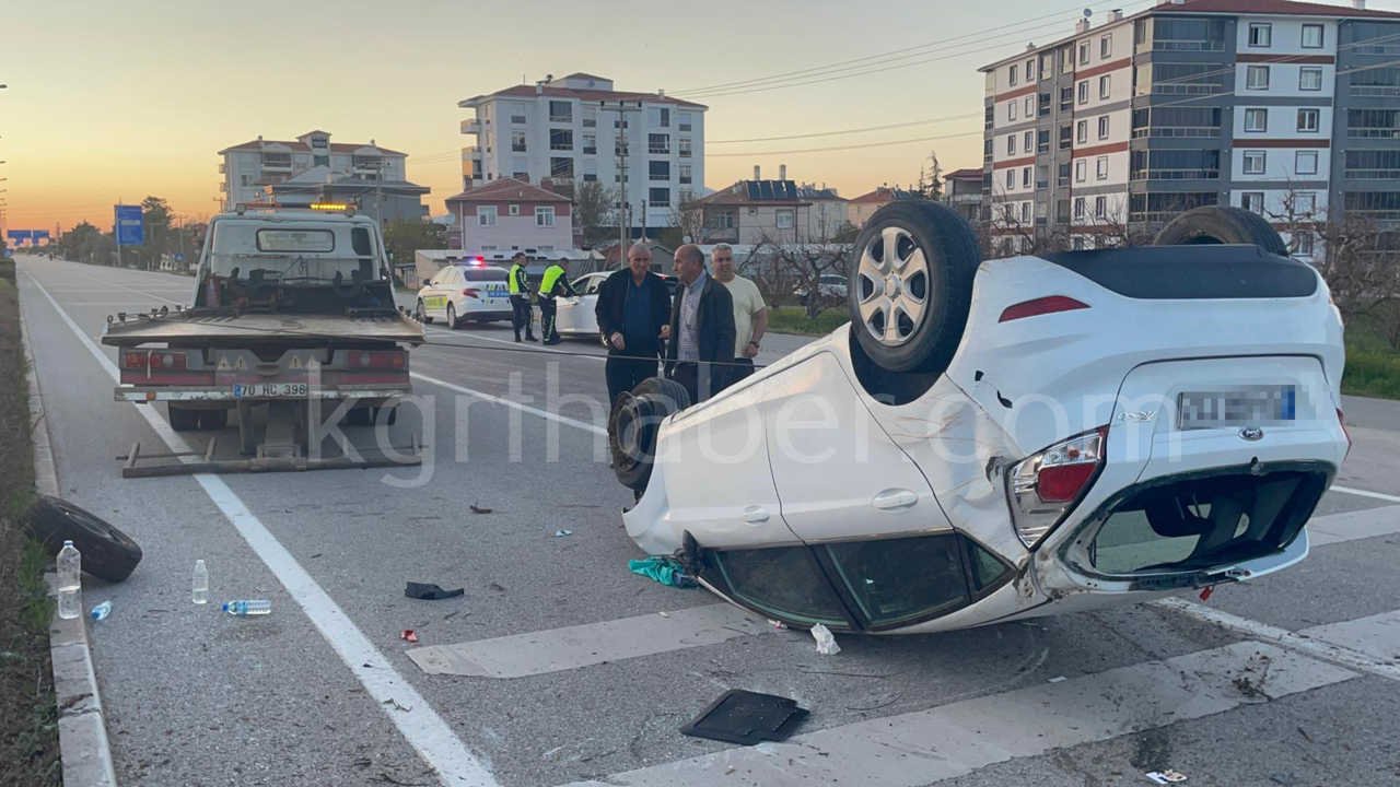 Karamanda Otomobil Takla Atti 2 Kisi Olumden Dondu8