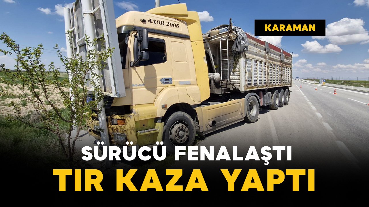 Kontrolden çıkan tır reklam panosuna çarparak durabildi