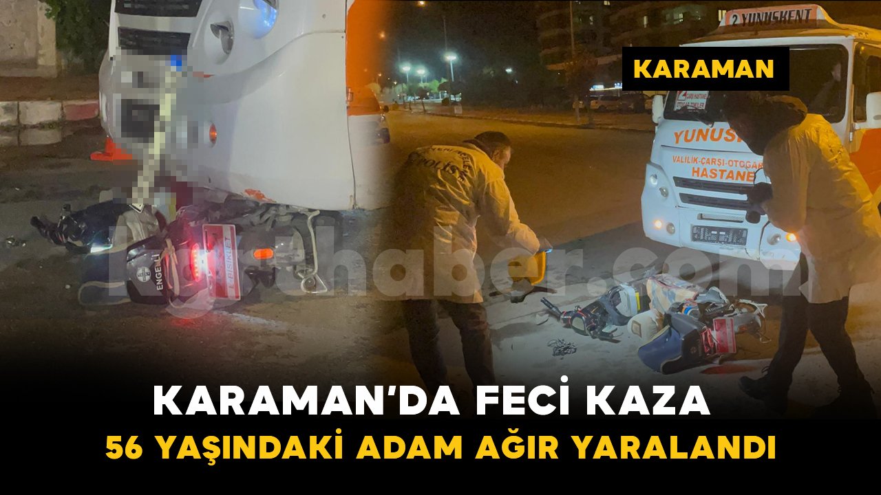 Minibüsün altında kalan elektrikli bisikletin sürücüsü ağır yaralandı
