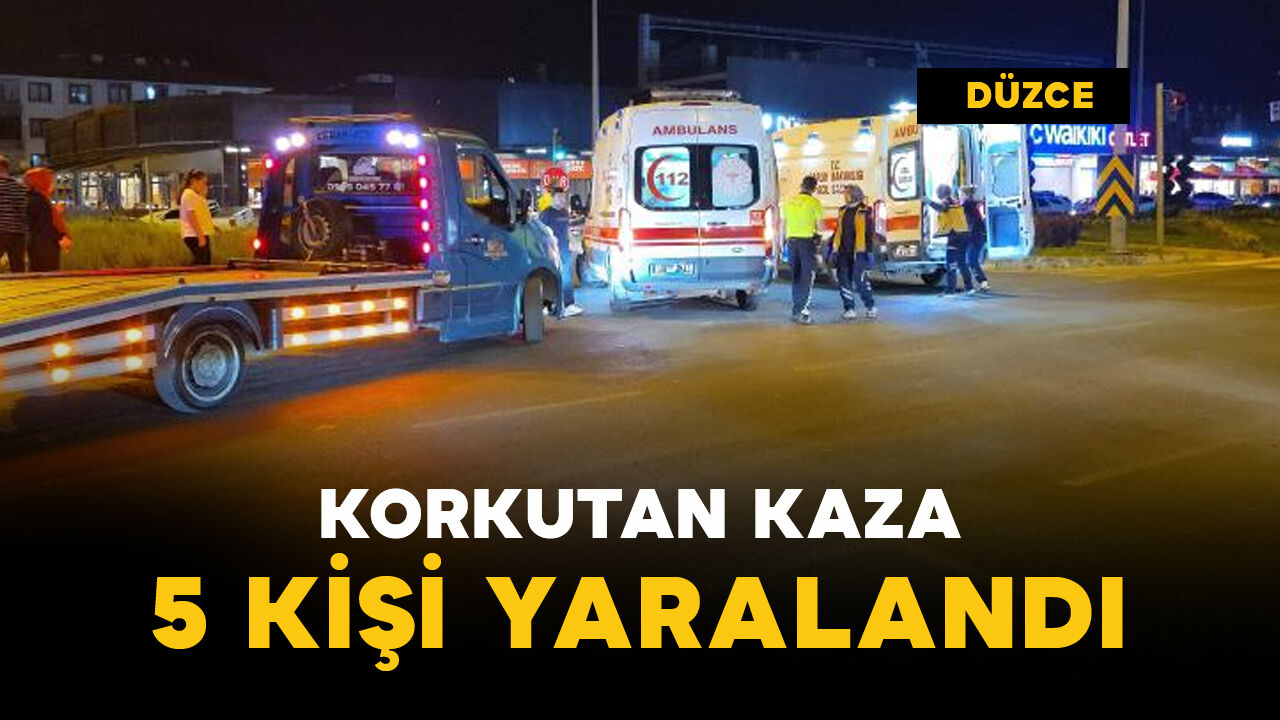 Gece korkutan kazada 5 kişi yaralandı