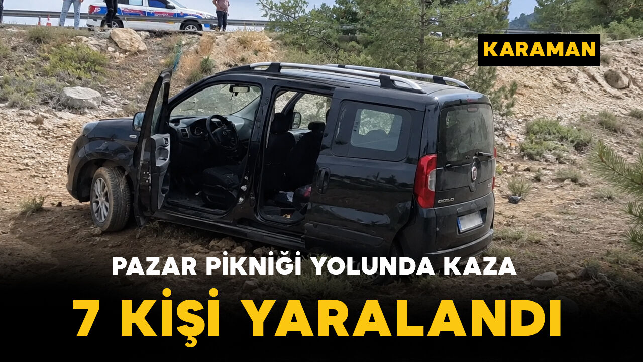 Çamlık yolunda araç şarampole yuvarlandı: 7 yaralı