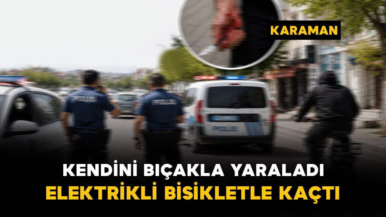 Kendini yaralayıp elektrikli bisikletle kaçtı