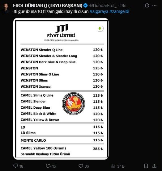 Sigara Fiyatlarina Bir Zam Daha Yeni Liste Belli Oldu (1)