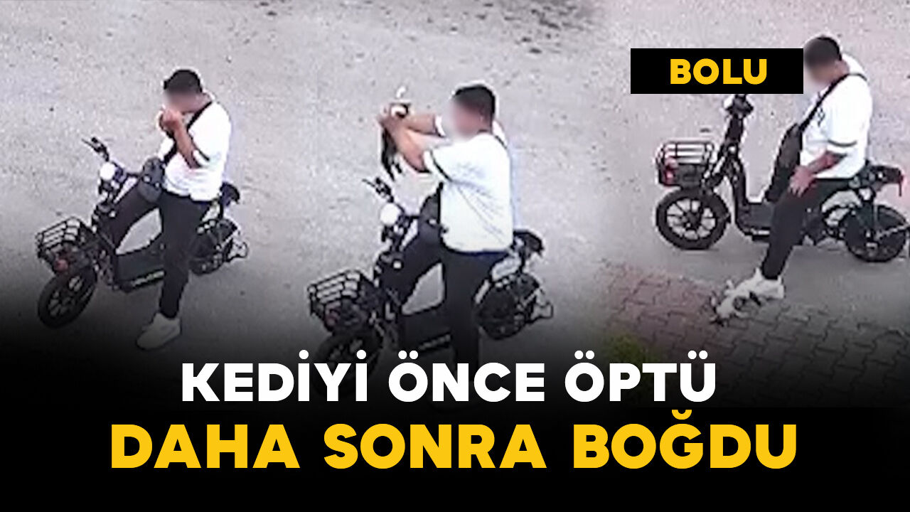 Sokak ortasında yavru kediyi önce öptü, sonra boğdu