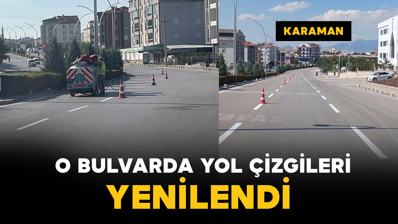 Karaman'da o bulvarda yol çizgileri yenilendi