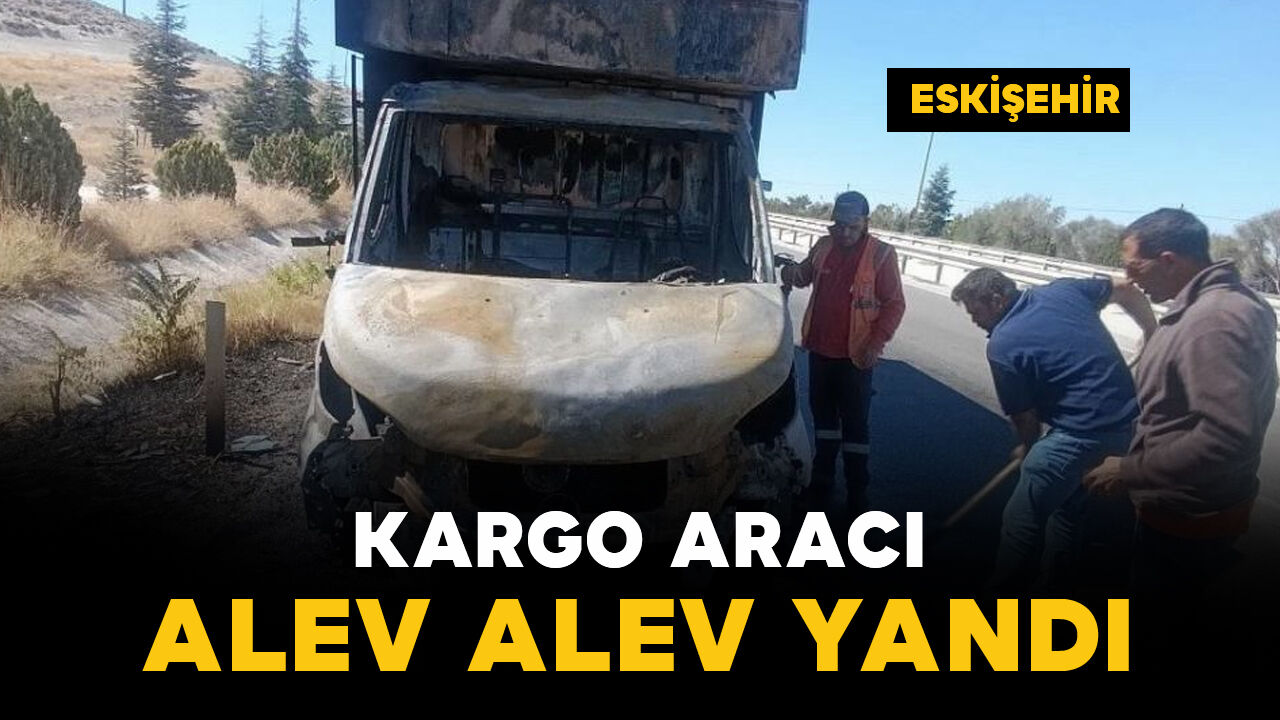 Kargo aracı alev alev yandı