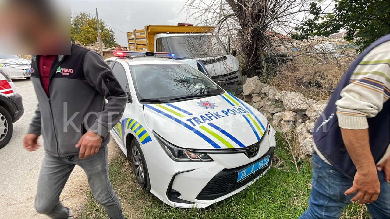 Karaman’da Alkollü Sürücünün Kullandığı Kamyonet Polis Otosuyla Çarpıştı 2 Polis Yaralı1