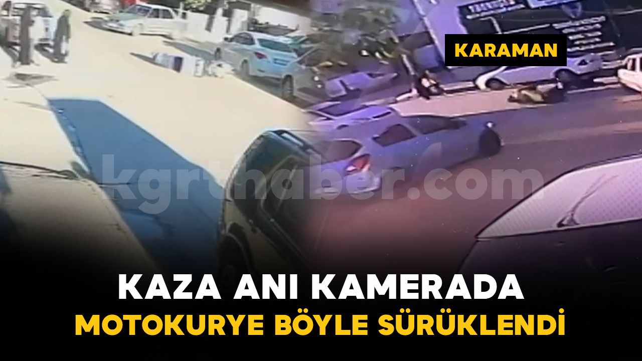 Karaman'da kaza anı kamerada: Sürüklenen motokurye otomobile çarptı