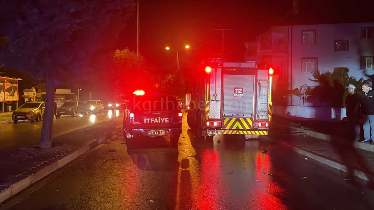 Karamanda Kontrolden Cikan Otomobil Aydinlatma Diregini Devirdi 2 Yarali11