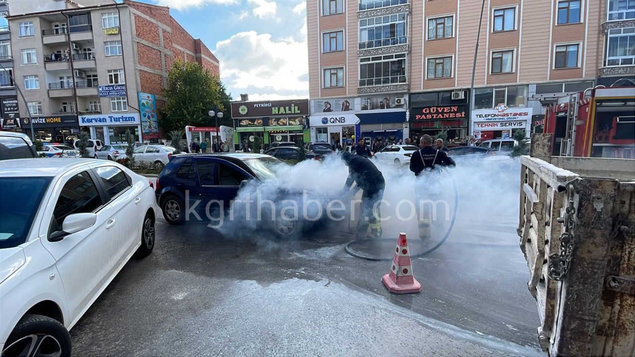 Karamanda Otomobil Sehrin Merkezinde Alev Alev Yandi1